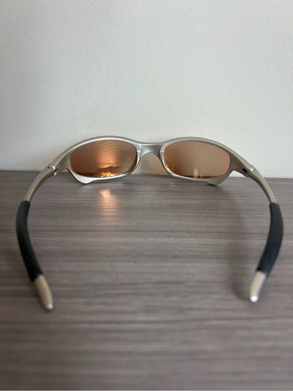 Men's Silver Frame Sunglasses with Gold Lenses